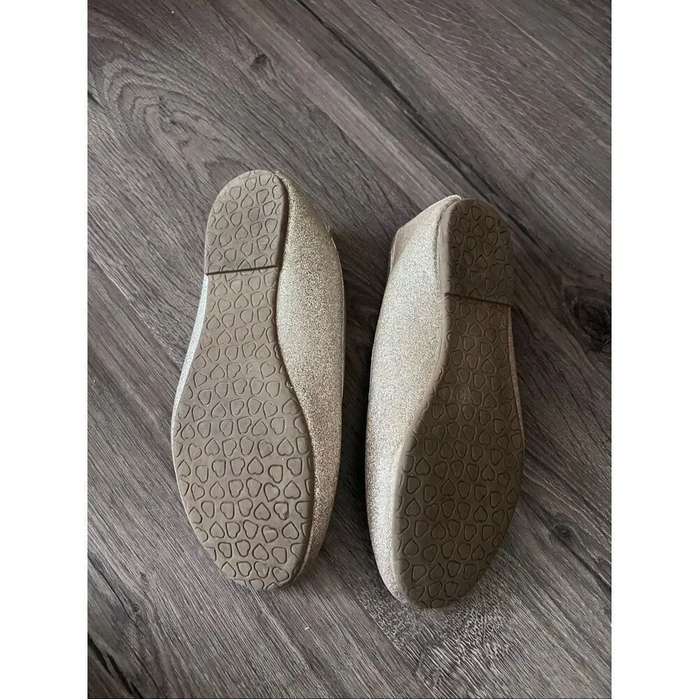 Rachel Shoes  Flat Little Girl's Size 3М Gold Glitter Flowers